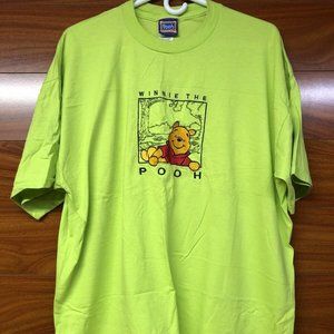 Vintage Winnie The Pooh T shirt Sz X Large Women's Neon Green Embroidered